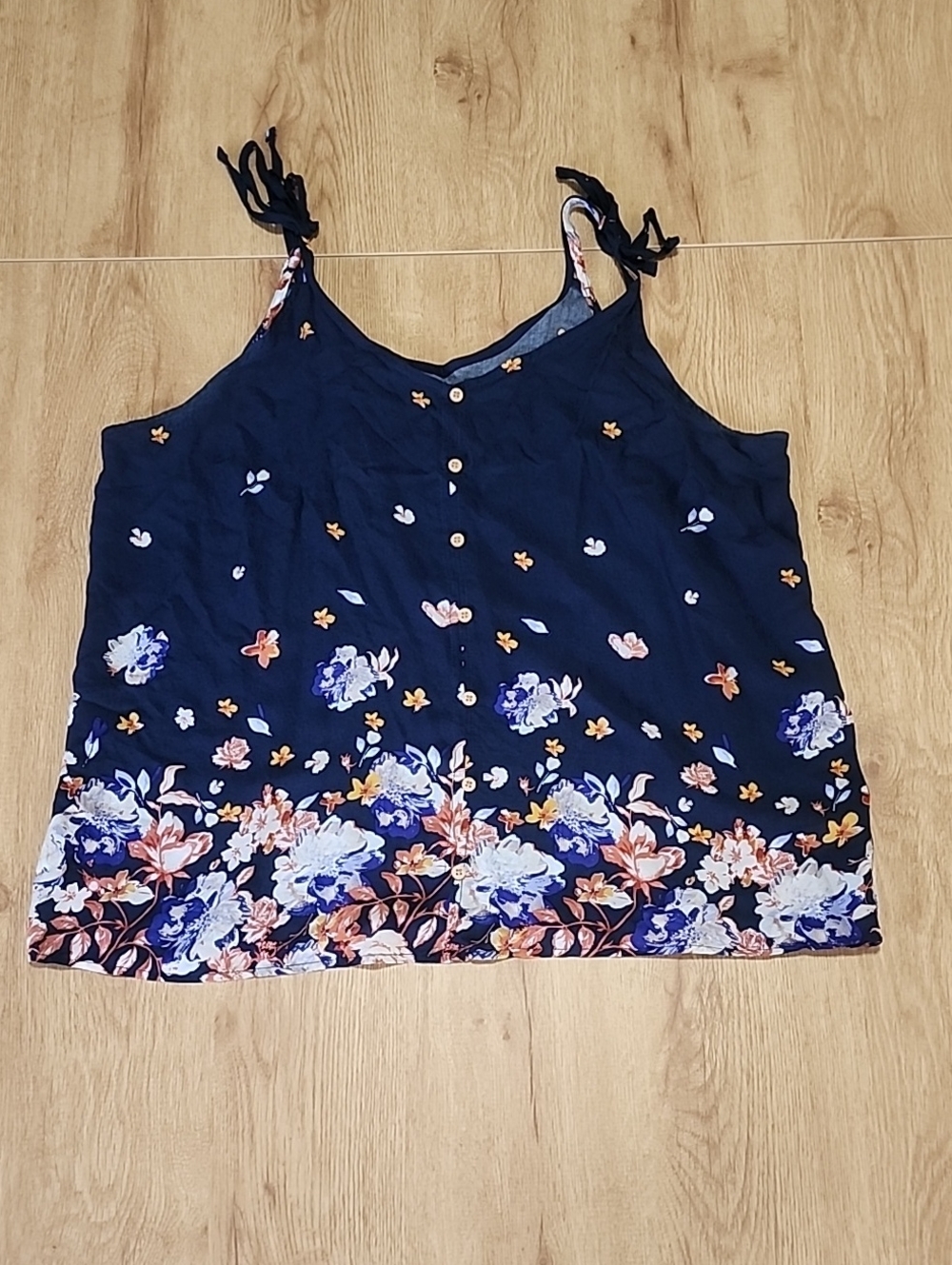 Maurices Navy Floral Tie-Strap Cami